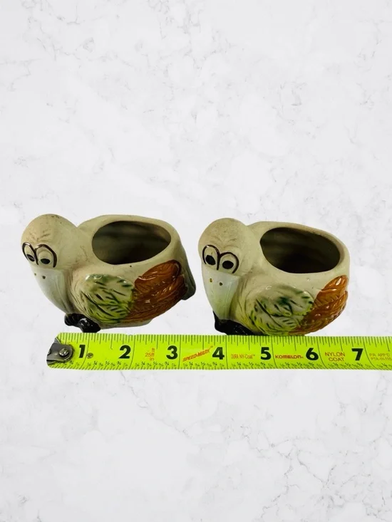Pair Ceramic Pelican Planters Bud Vase Succulents Small Plants Beach Life Bird - Picture 9 of 9